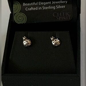 Adorable Sterling Silver Lady Bug Earrings - BRAND NEW in BOX